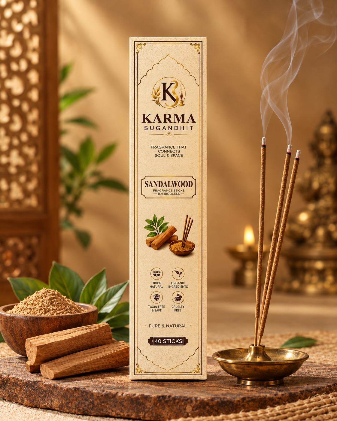 Sandalwood Incense Sticks – 40 Sticks
